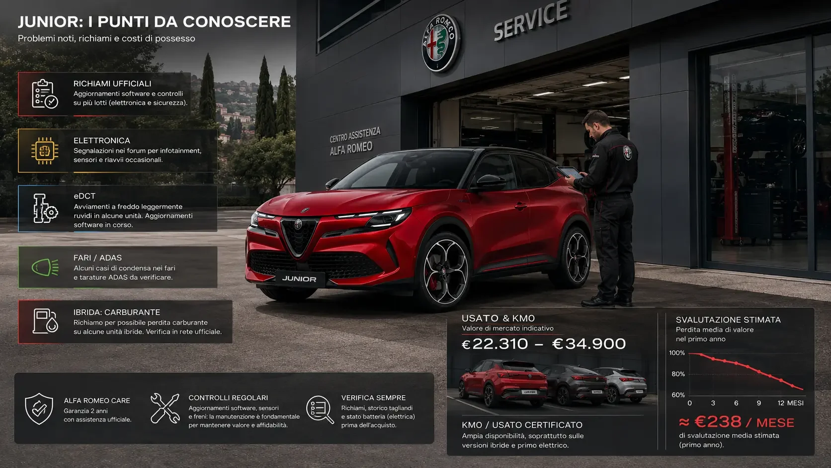 Alfa Romeo Junior, problemi e richiami tra elettronica e svalutazione dell’usato