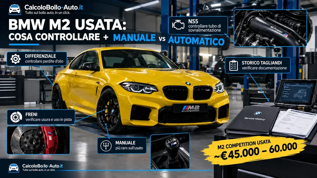 BMW M2 usata F87 Competition, controlli differenziale, freni e storico tagliandi