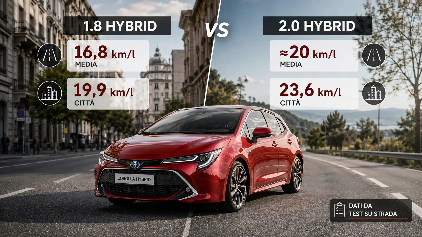 Consumi reali Toyota Corolla 1.8 e 2.0 Hybrid in citt&agrave; e su strada