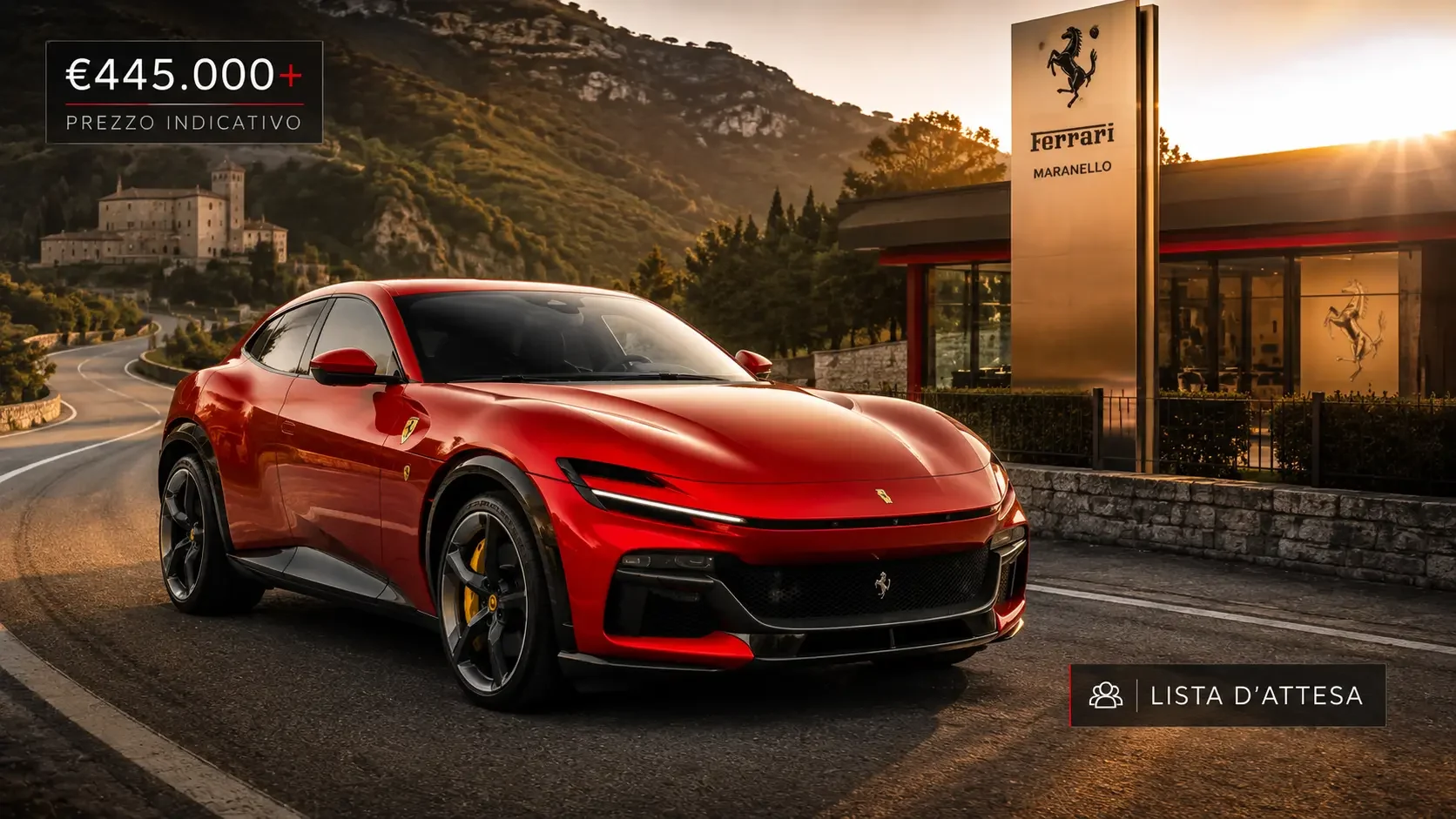 Ferrari Purosangue 2026 rossa, prezzo da 445.000 euro e lista d’attesa