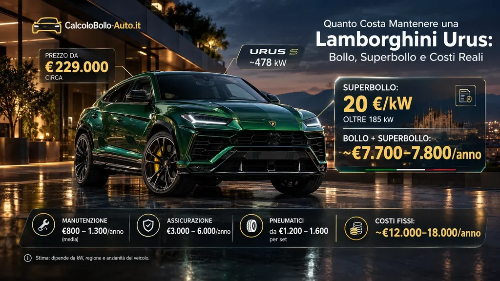 Lamborghini Urus, bollo, superbollo, costi annuali e prezzo 2026