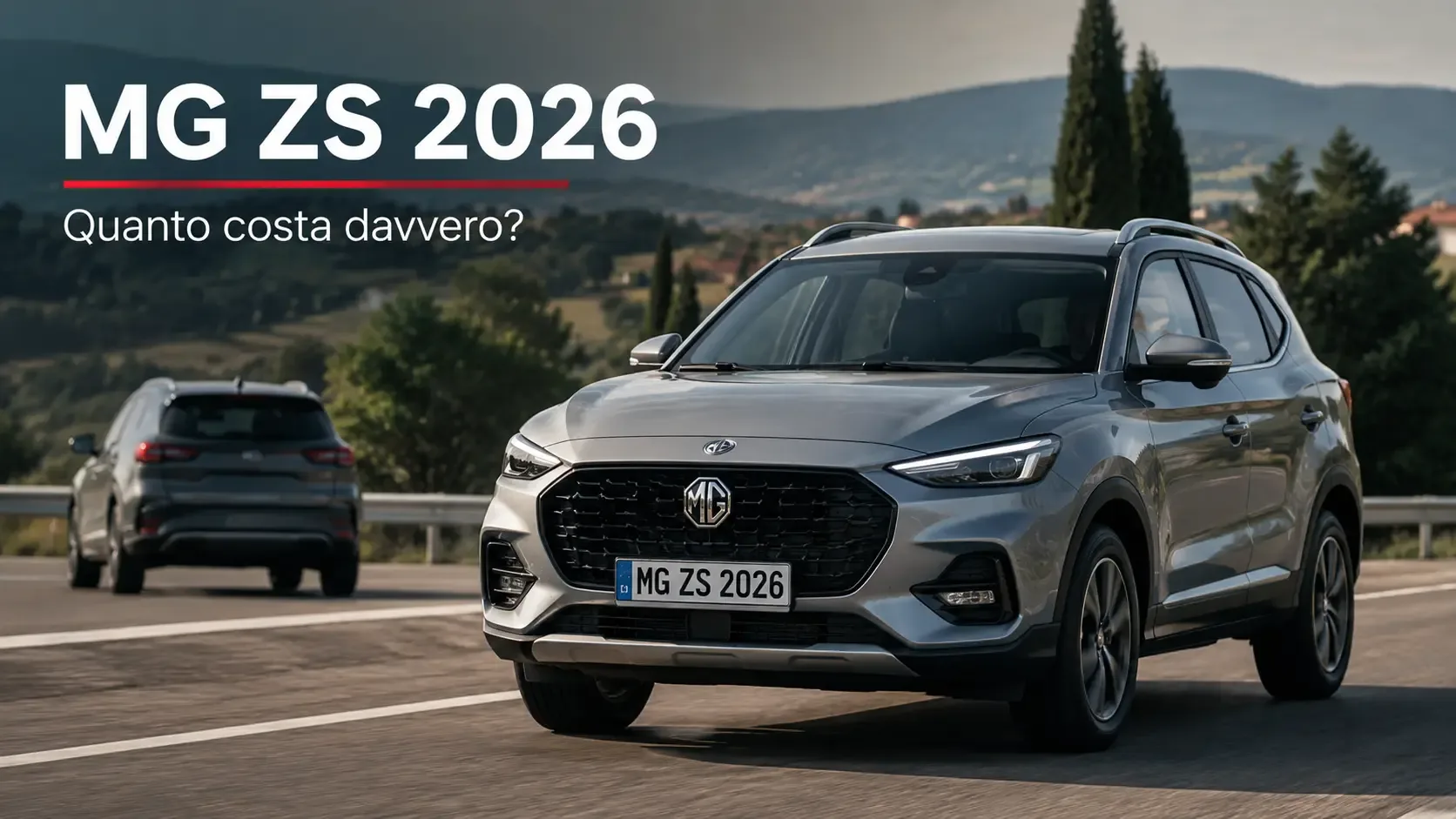 MG ZS 2026 vista frontale su strada, quanto costa davvero