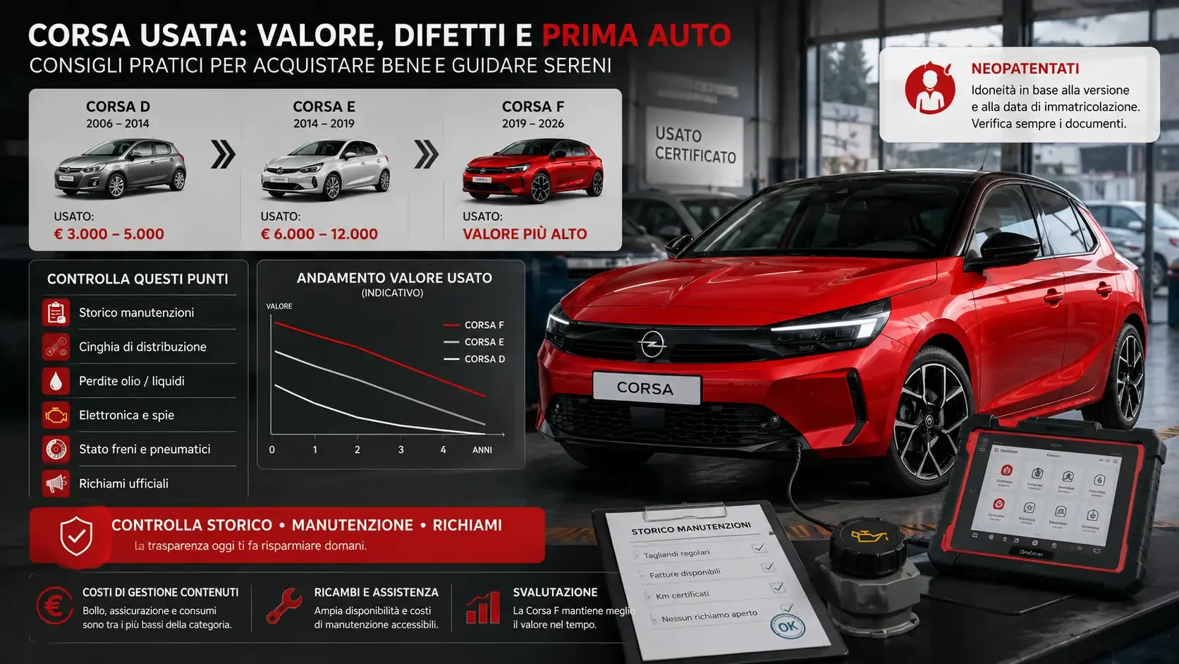 Opel Corsa usata, difetti comuni, svalutazione e neopatentati